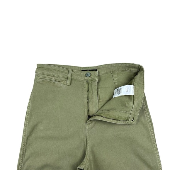 Quince Stretch Cotton Wide Leg Crop Chino Pants Size 10 Olive Green High Rise - Picture 8 of 12